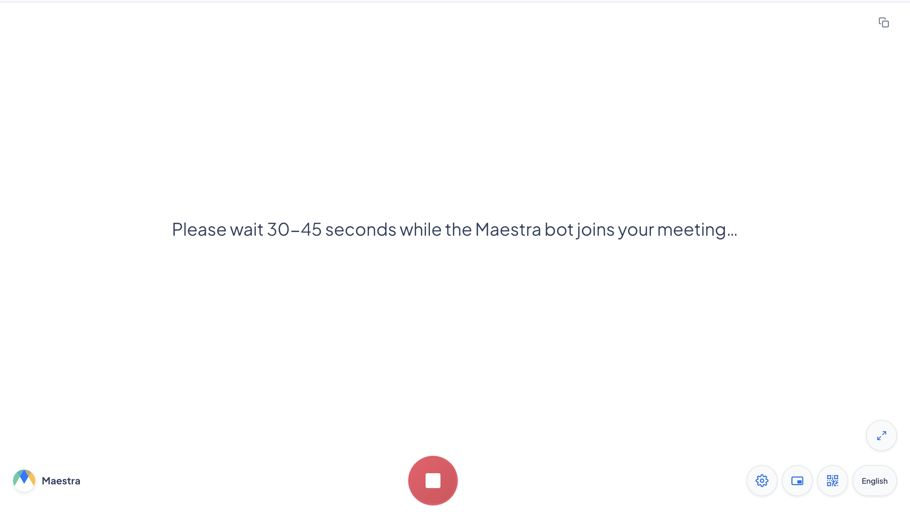 Maestra switches to the live captions view while the bot joins your meeting.