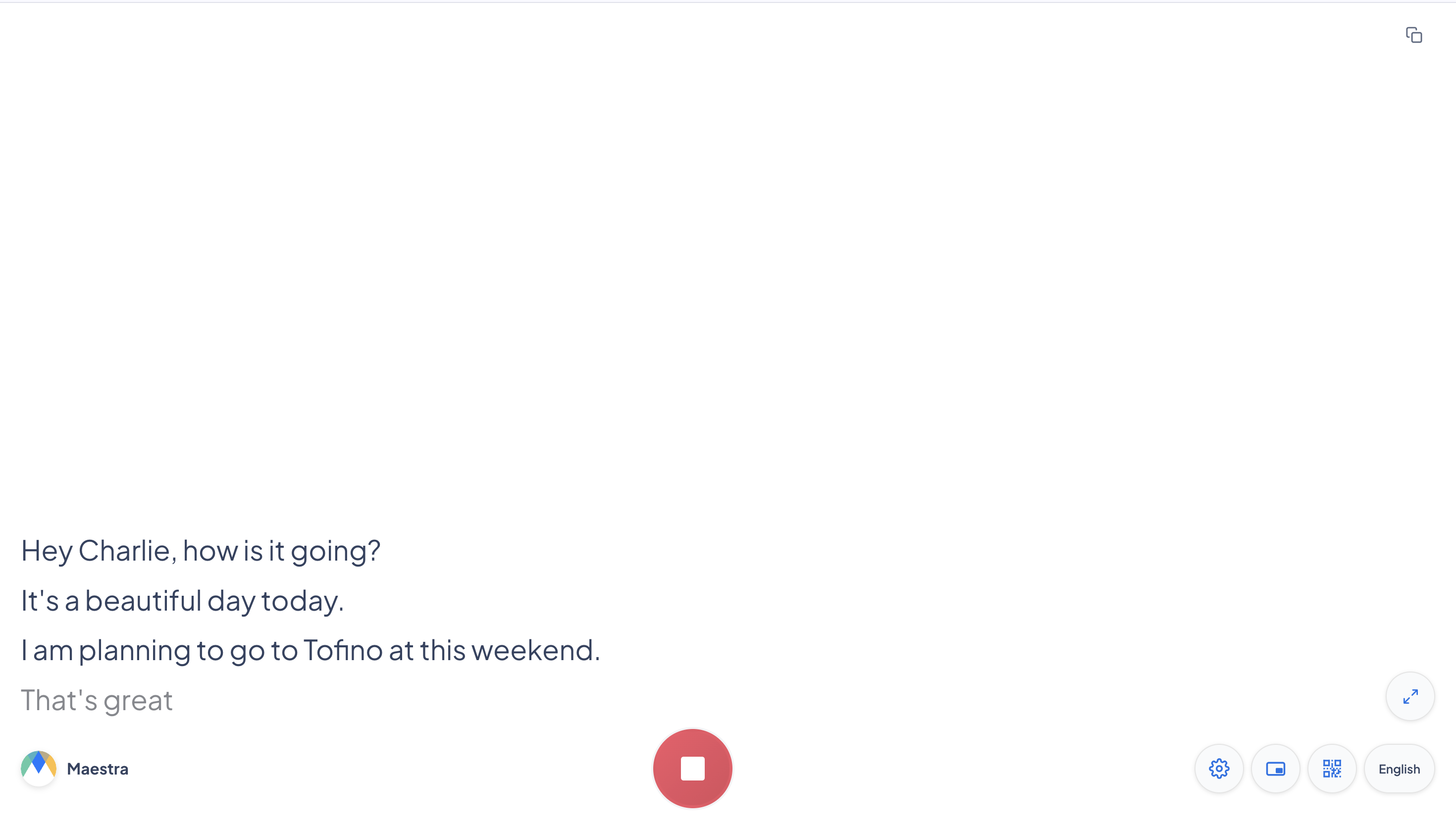 Live captions in Maestra while the bot is in the Meet call.
