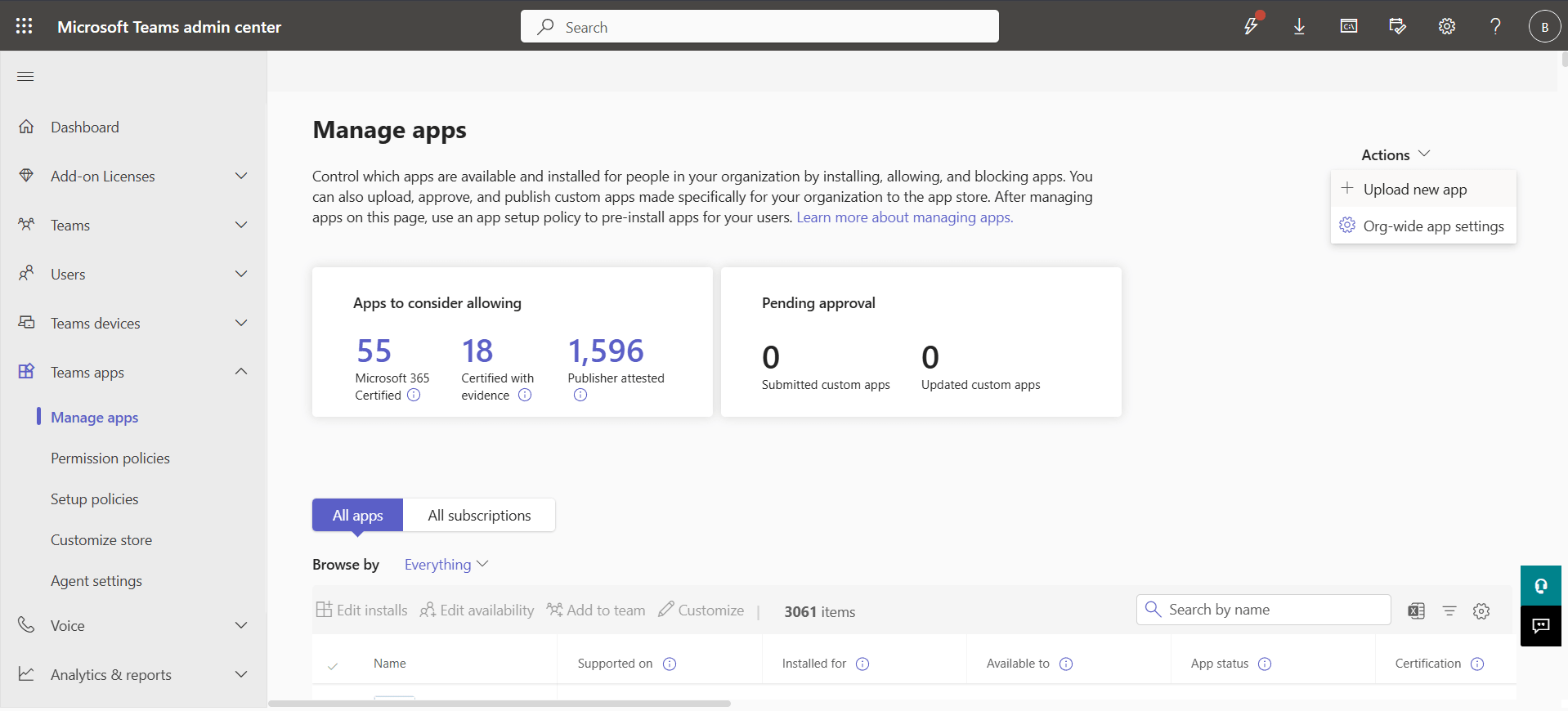 Upload af Maestra-pakken i Teams Administrationscenter.